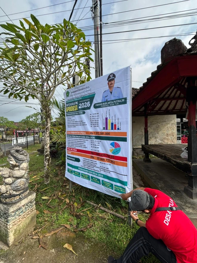 PEMASANGAN BALIHO INFOGRAFIS APBDES 2026 DAN REALISASI 2025